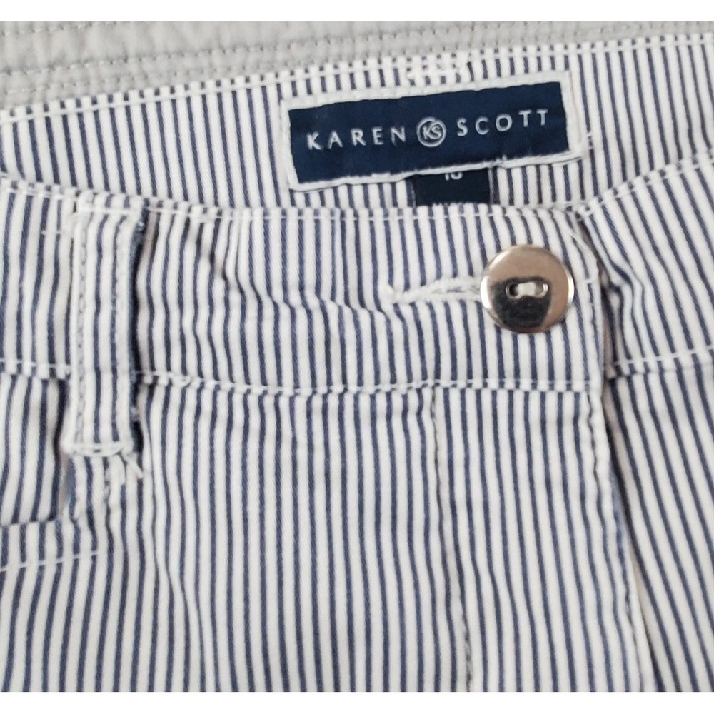 Coastal Nautical Striped Deck Pants Navy White Karen Scott Women's Size 10 - Picture 9 of 14